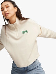 Puma Women’s Team Half Zip-Off White Crew Top