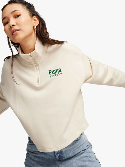 Puma Women’s Team Half Zip-Off White Crew Top